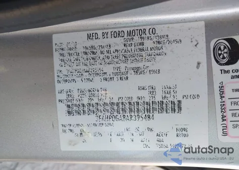 2010 Ford Fusion S from USA, damaged, VIN 3FAHP0GA8AR395484